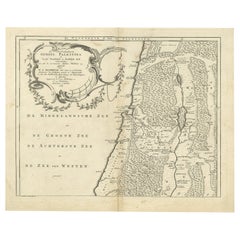 Antique Map of Northern Palestine with The Tribes of Israel. Dutch, 1763