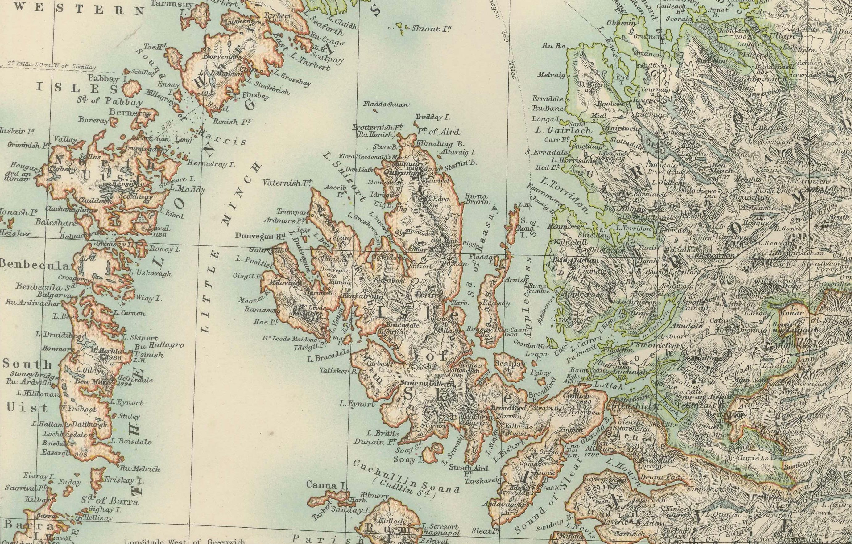 Carte ancienne du nord de l'Écosse, 1903, avec des caractéristiques côtières complexes Bon état - En vente à Langweer, NL