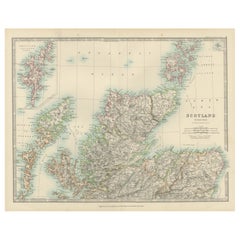 Antique Map of Northern Scotland, 1903, with Intricate Coastal Features