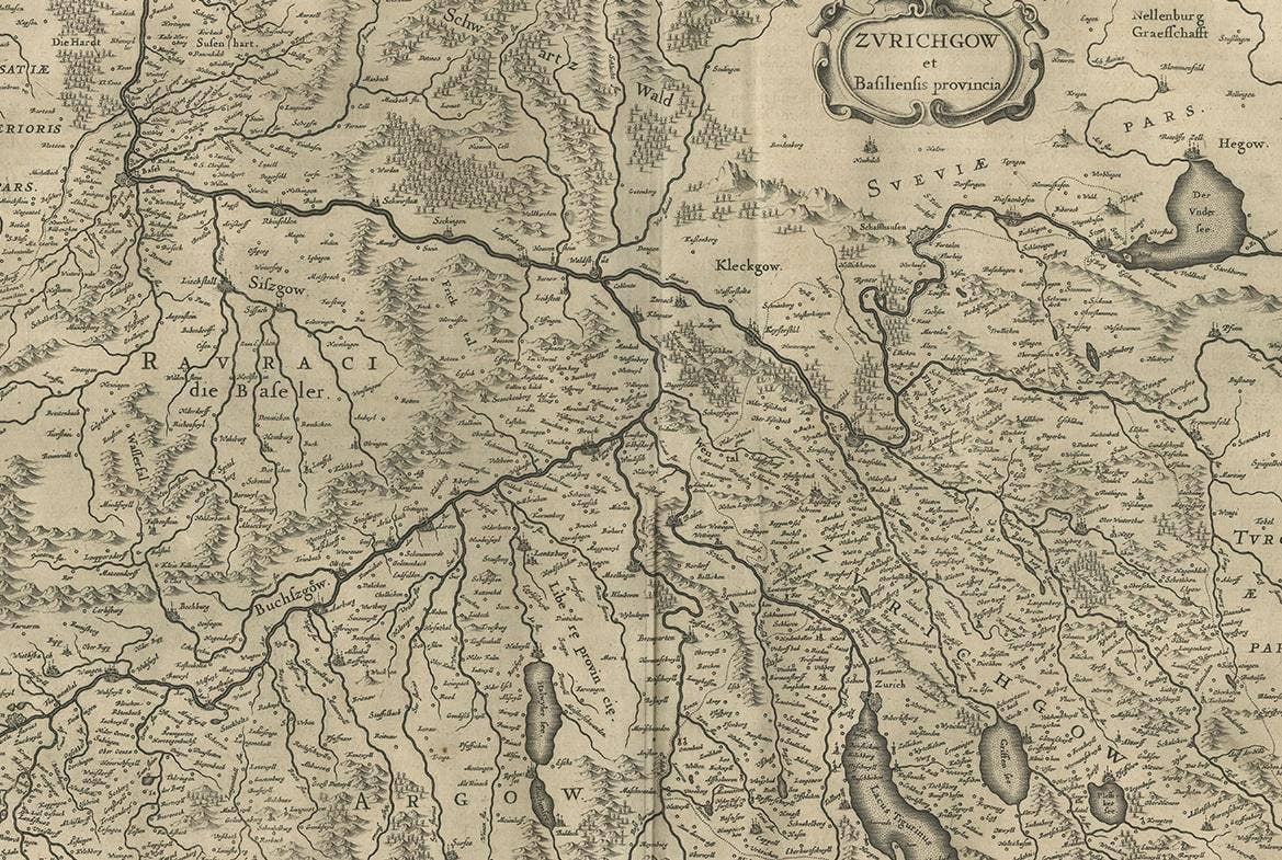 Antique Map of Northern Switzerland by Janssonius '1657'