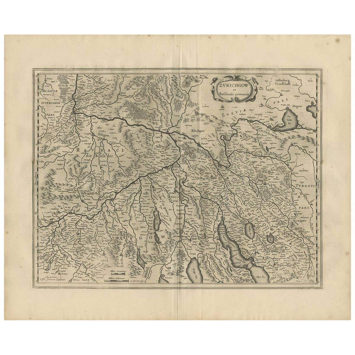 Antique Map of Northern Switzerland by Janssonius '1657'