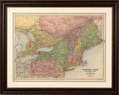Antique Map of Northern United States and Canada by Bartholomew, circa 1882