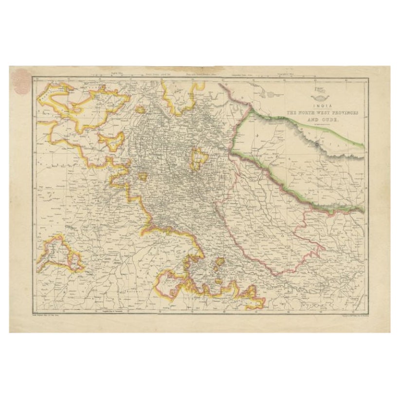 Carta geografica antica dell'India nord-occidentale di Weller, 1857