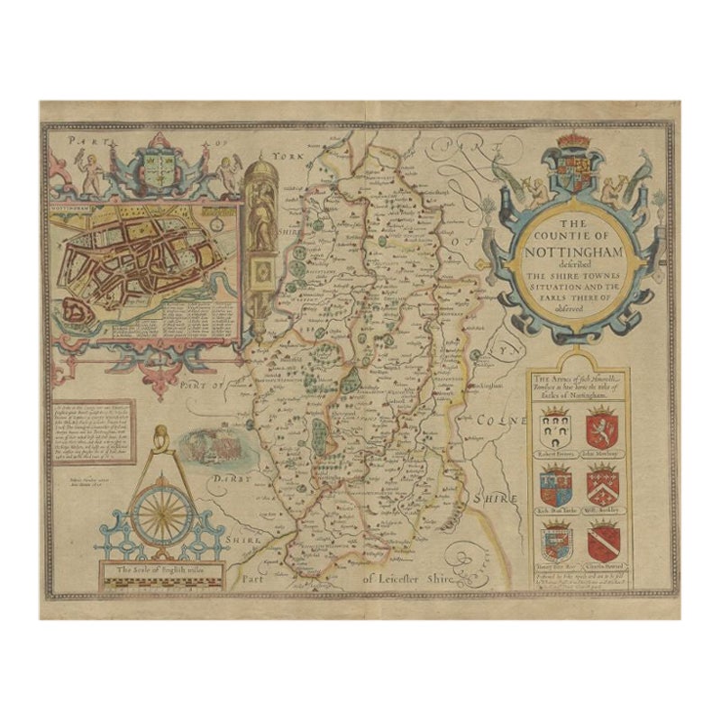 Mappa antica del Nottinghamshire di Speed, 1676