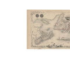 Antique Map of Nova Scotia and Newfoundland by J. Tallis, circa 1851