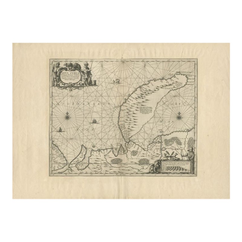 Mappa antica di Nova Zembla di Janssonius, 1650 ca.