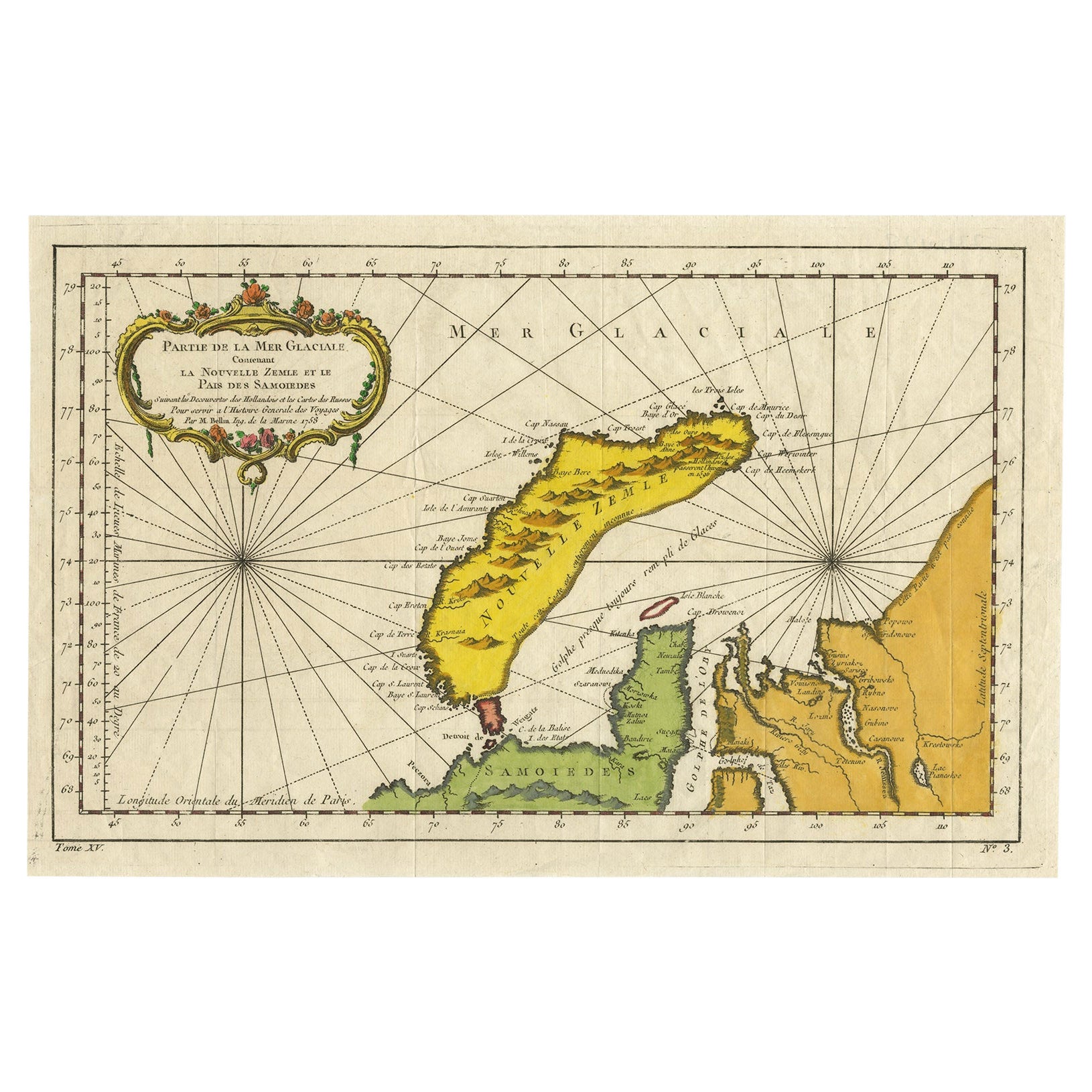 Carte ancienne de Novaya Zemlya par Bellin, 1758