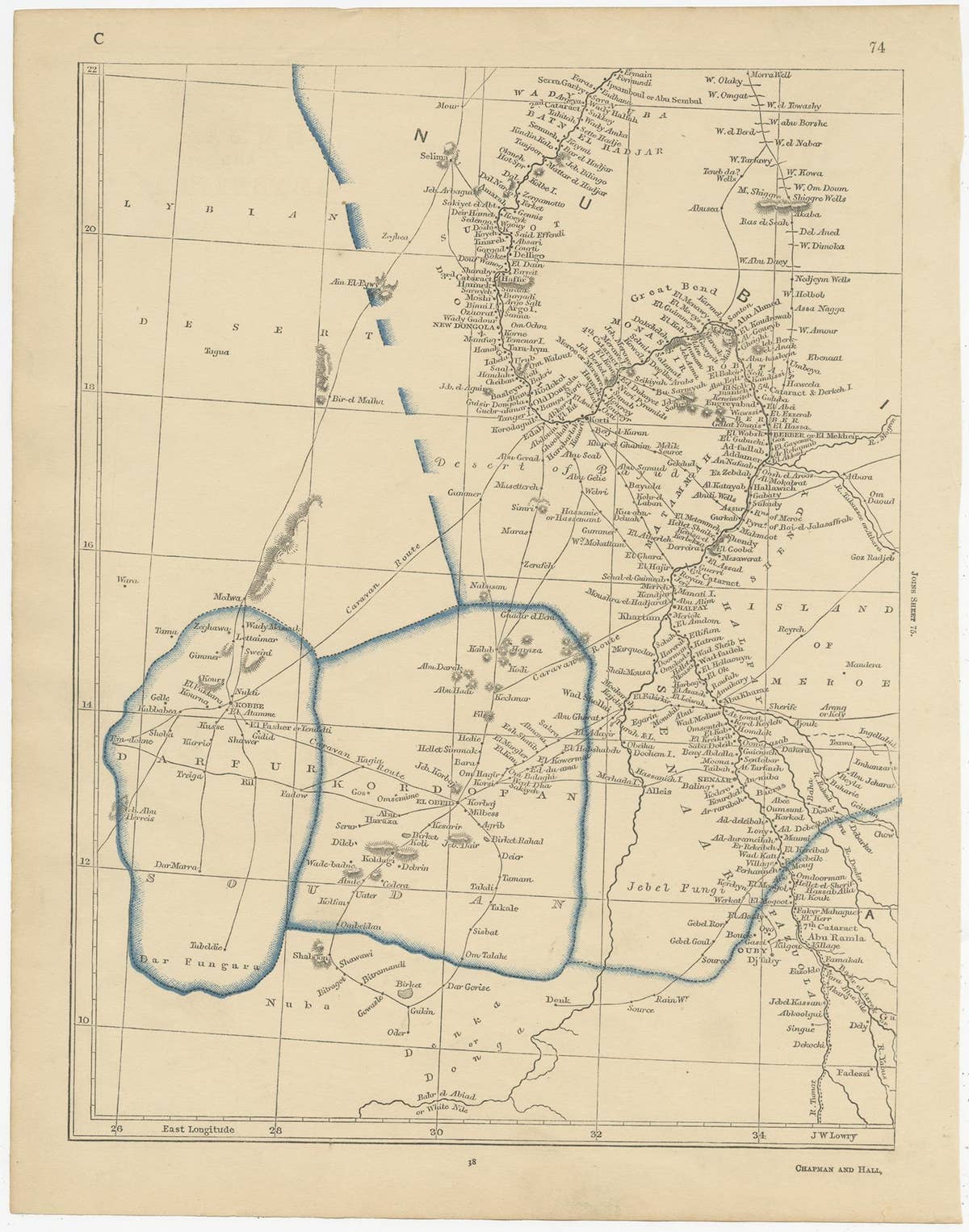 Antique Map of Nubia and Abyssina by Lowry, 1852