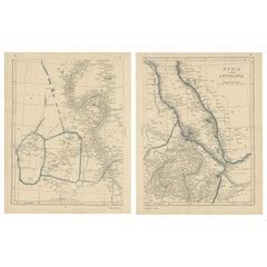 Mapa antiguo de Nubia y Abisinia por Lowry, 1852