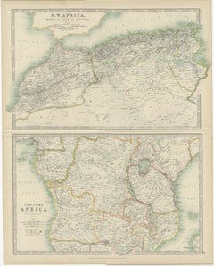 Antique Map of N.W. Africa & Central Africa by Johnston (1909)