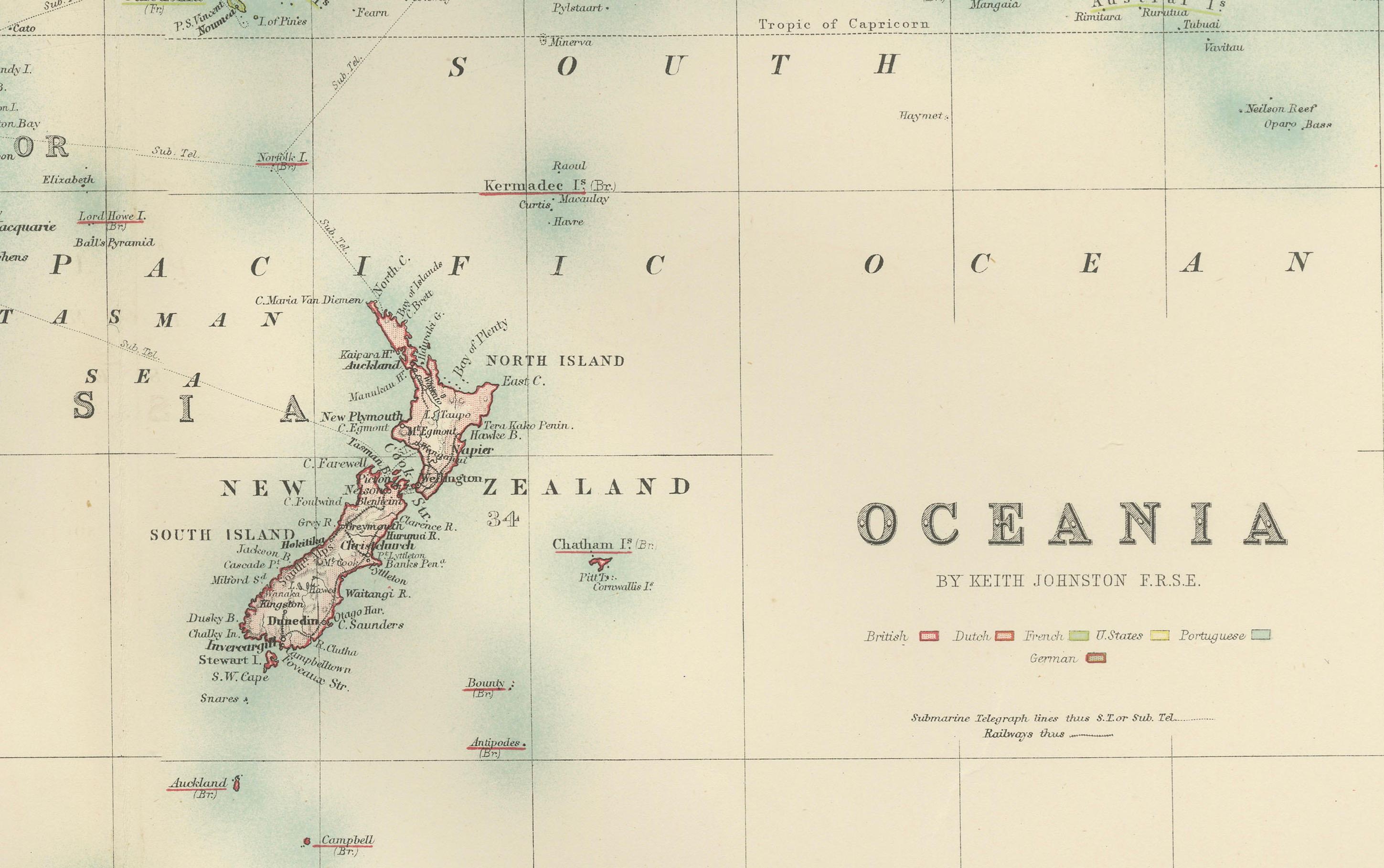 Antique Map of Oceania, 1903, Featuring the Pacific Islands and Australasia im Angebot 2
