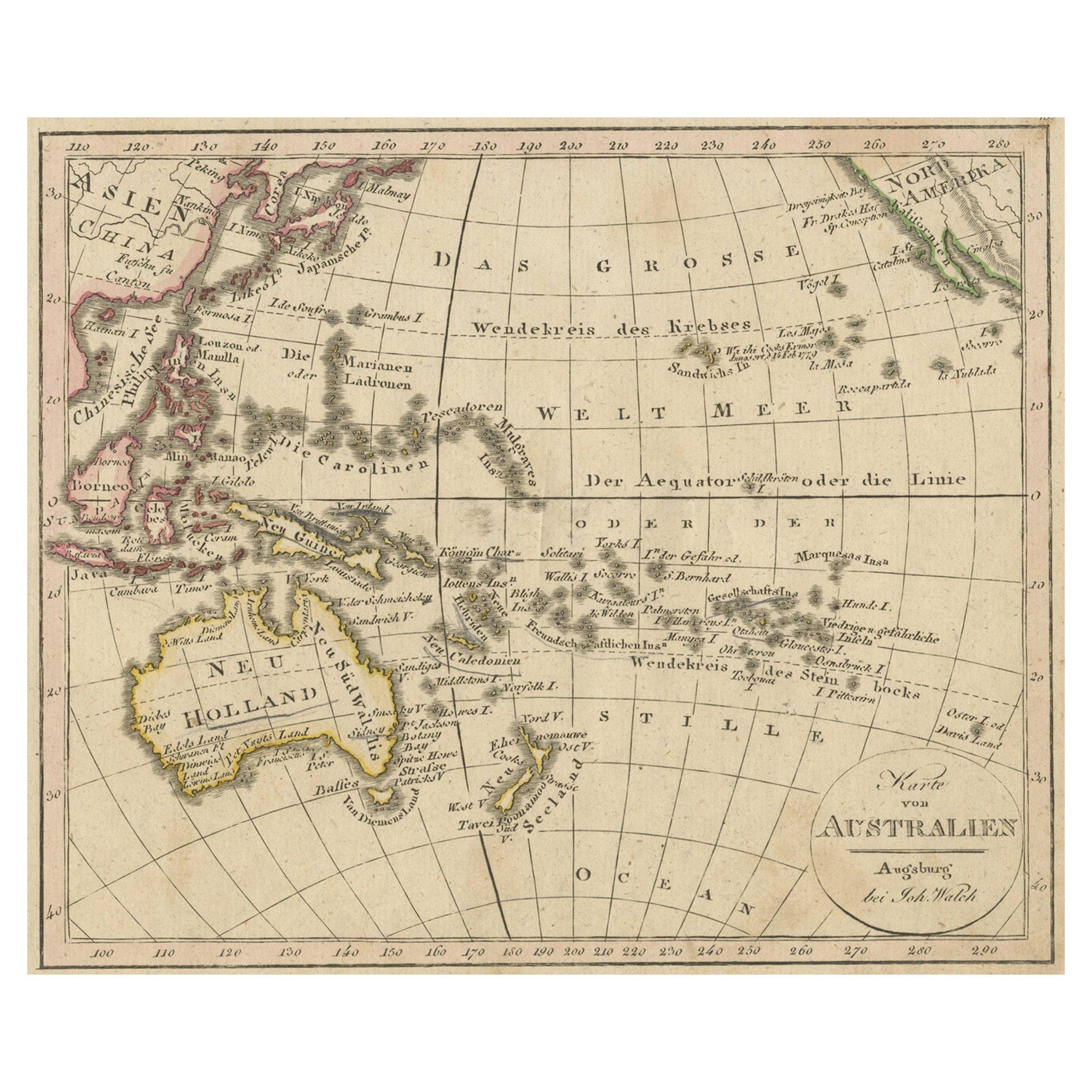 Carte ancienne de l'Océanie et de l'océan Pacifique, d'Australie et de la Nouvelle-Zélande, 1826