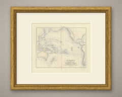Antique Map of Oceania and the Pacific with the Sandwich Islands, circa 1860