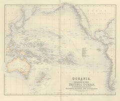 Antique Map of Oceania and the Pacific with the Sandwich Islands, circa 1860