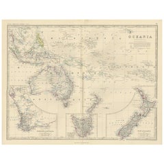 Antique Map of Oceania by A.K. Johnston, 1865