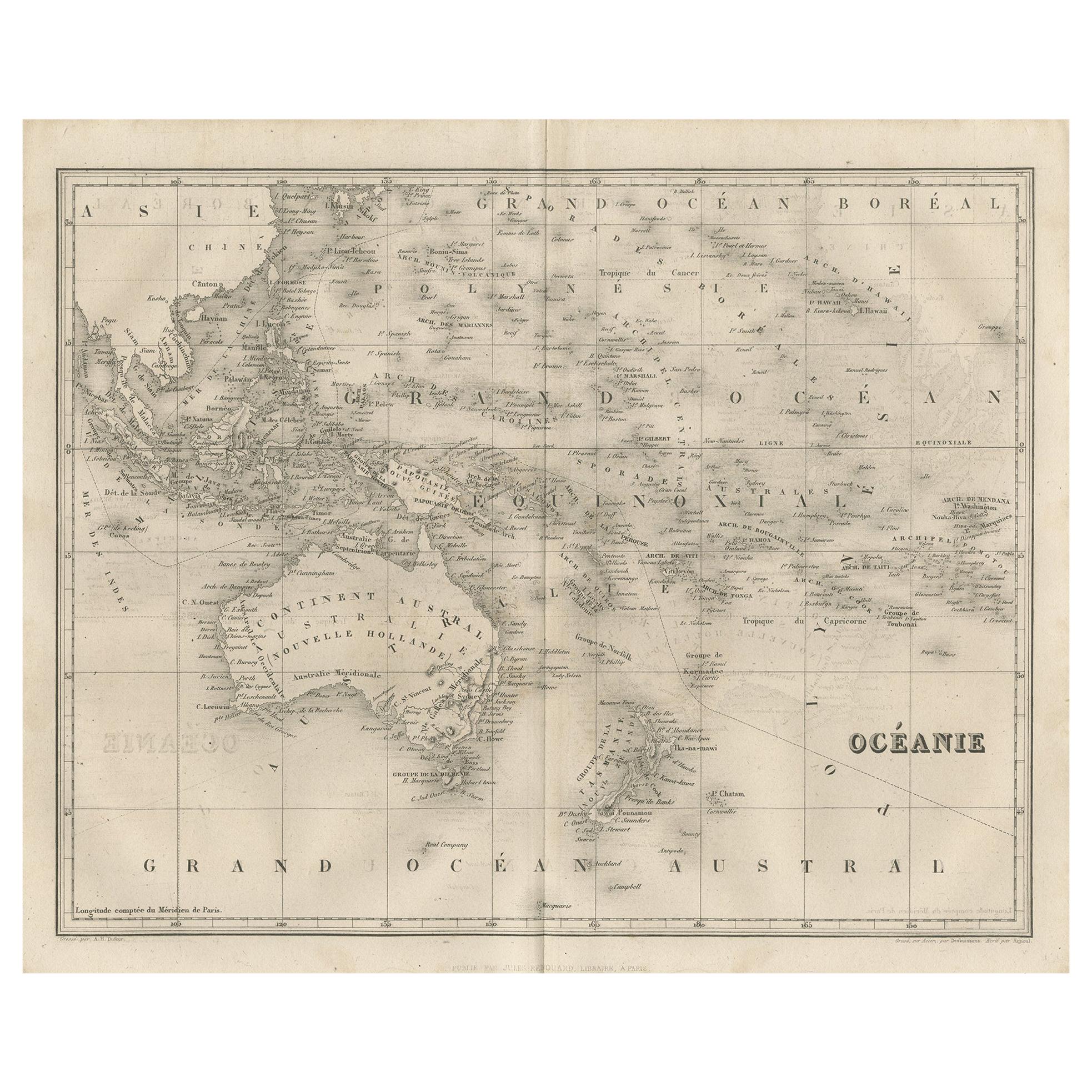 Antique Map of Oceania by Balbi '1847' For Sale