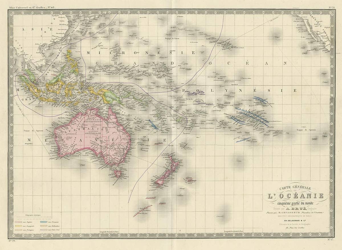 Antique Map of Oceania by Levasseur, circa 1860