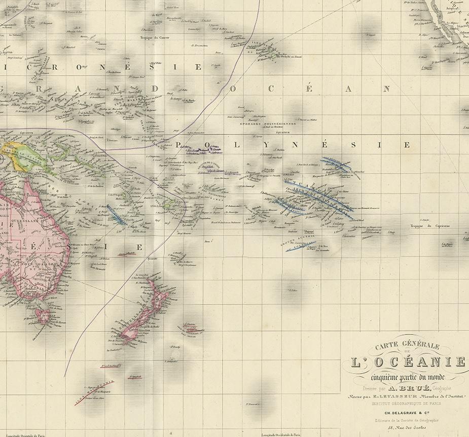 19th Century Antique Map of Oceania by Levasseur, circa 1860 For Sale