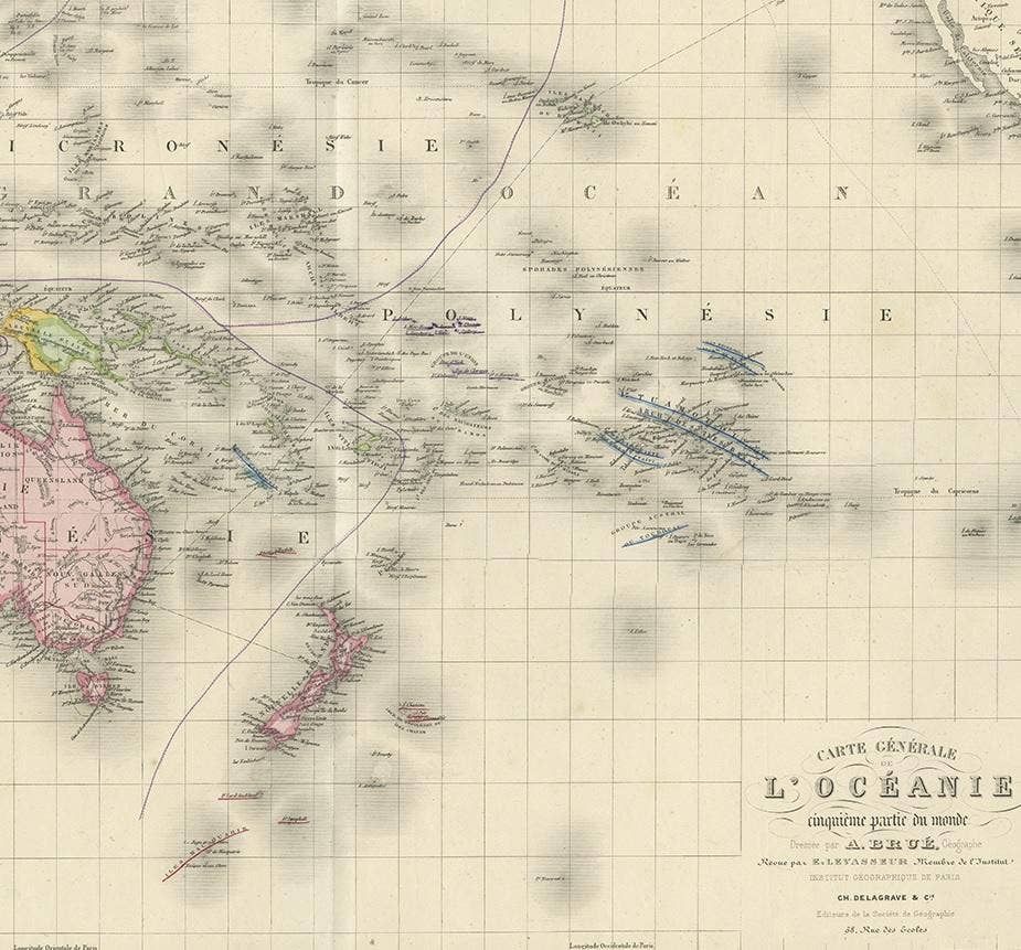 Antique Map of Oceania by Levasseur, circa 1860