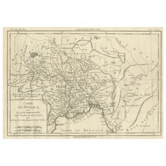Antique Map of of Bengal and the mouth of the Ganges River