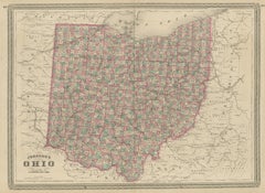Antique Map of Ohio by Johnson, 1872