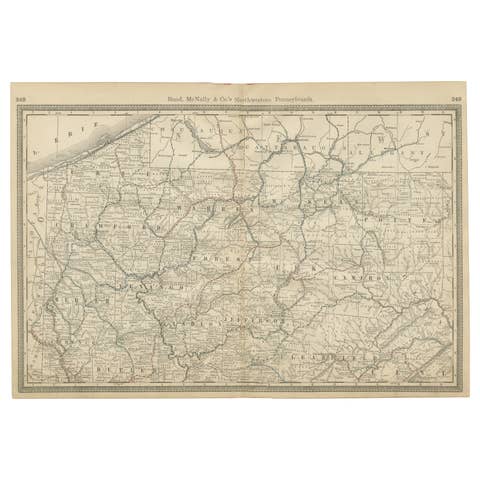 Pennsylvania Antique Map c.1888 – The Keystone State, Northwestern Counties