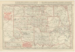 Antique Map of Oklahoma and Indian Territory, Before Statehood, 1899