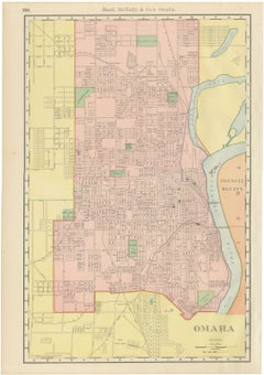 Antique Map of Omaha, with Union Stock Yards, Rand McNally, 1899