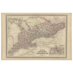 Used Map of Ontario with an Inset Map of the Niagara River by Johnson, 1872