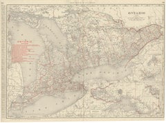 Antique Map of Ontario, with Toronto and Ottawa Insets, Rand McNally, 1899