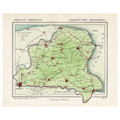 Antique Map of Oostdongeradeel by Kuyper, 1868