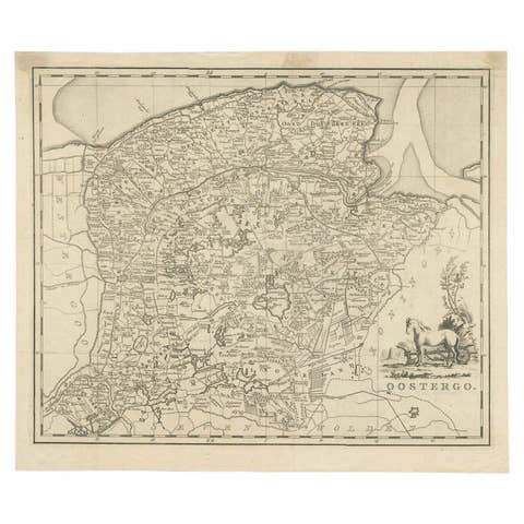 Antique Map of Oostergo by Tirion, 1744