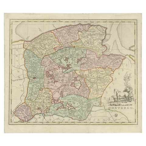 Antique Map of Oostergo by Tirion, 1744