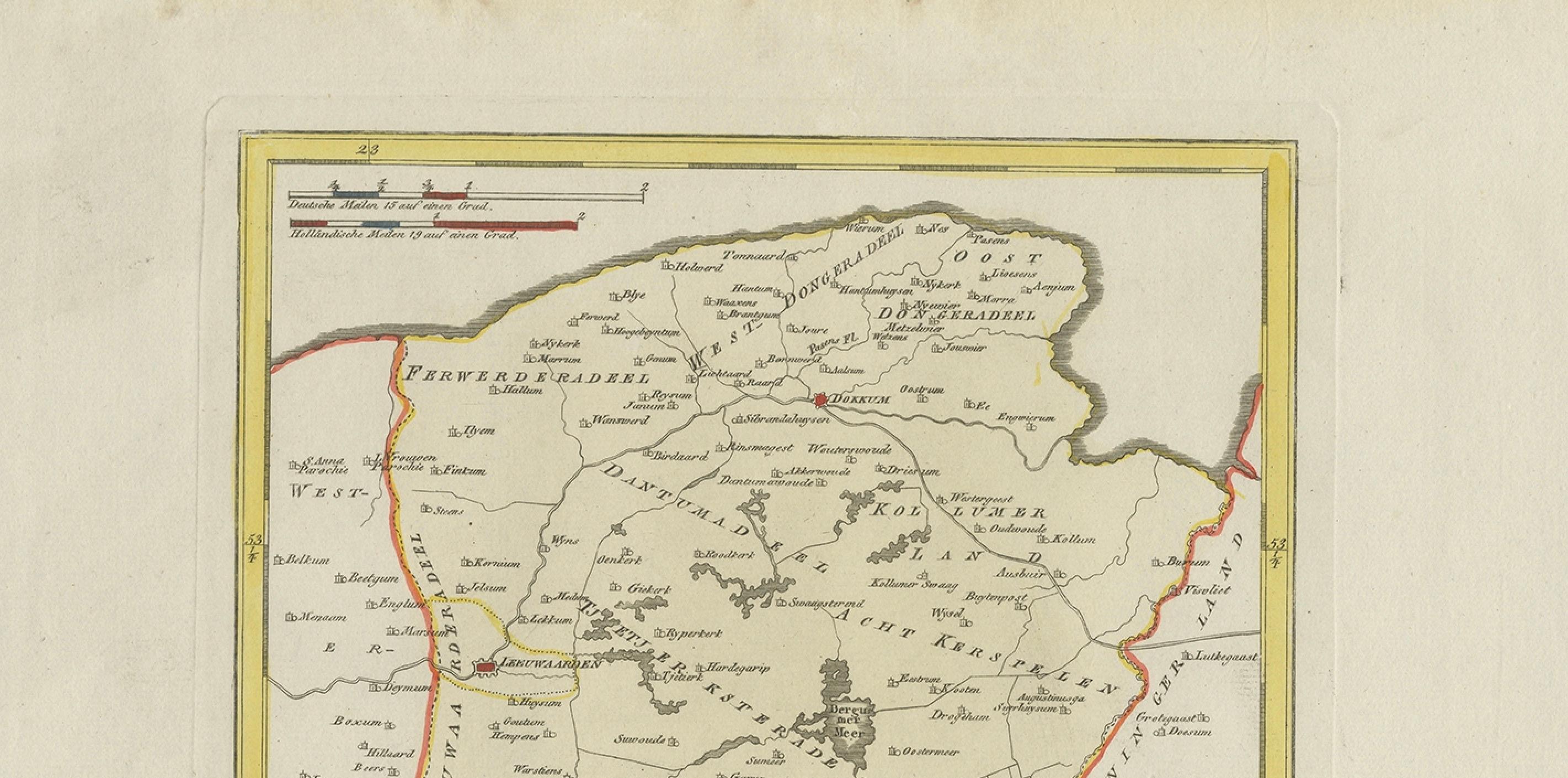 Title: Oostergo, Friesland – von Reilly antique map, 1791

Fine original 18th-century engraved map of Oostergo, one of the historic quarters of Friesland, the Netherlands. Published in Vienna in 1791 as part of Franz Johann Josef von Reilly’s