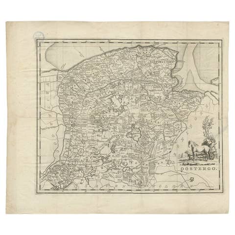Antique Map of Oostergo, Friesland by Tirion, 1785