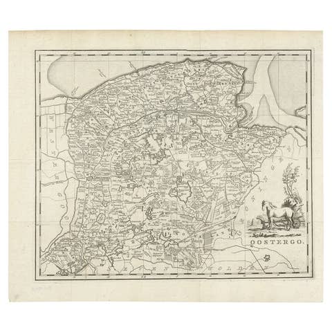 Antique Map of Oostergo, Friesland by Tirion, 1785