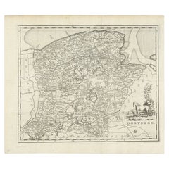 Carta geografica antica di Oostergo, Frisia di Tirion, 1785