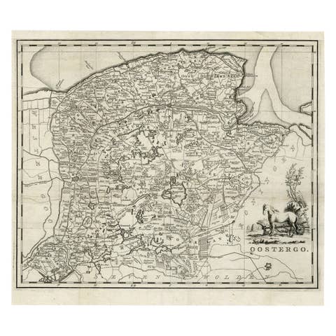 Antique Map of Oostergo, Friesland by Tirion, 1785
