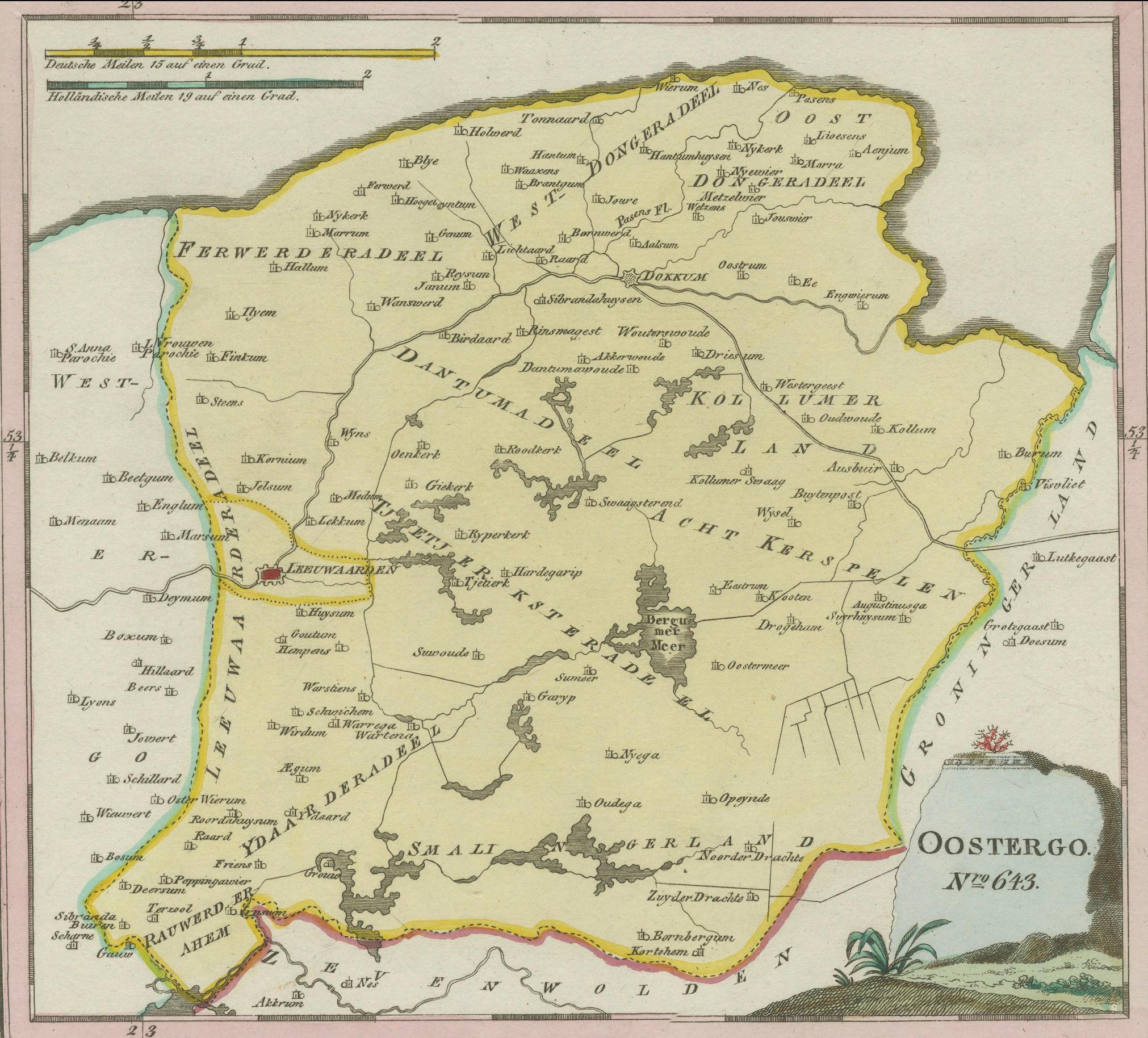 Autrichien Carte ancienne d'Oostergo, Frise par von Reilly, 1791 en vente