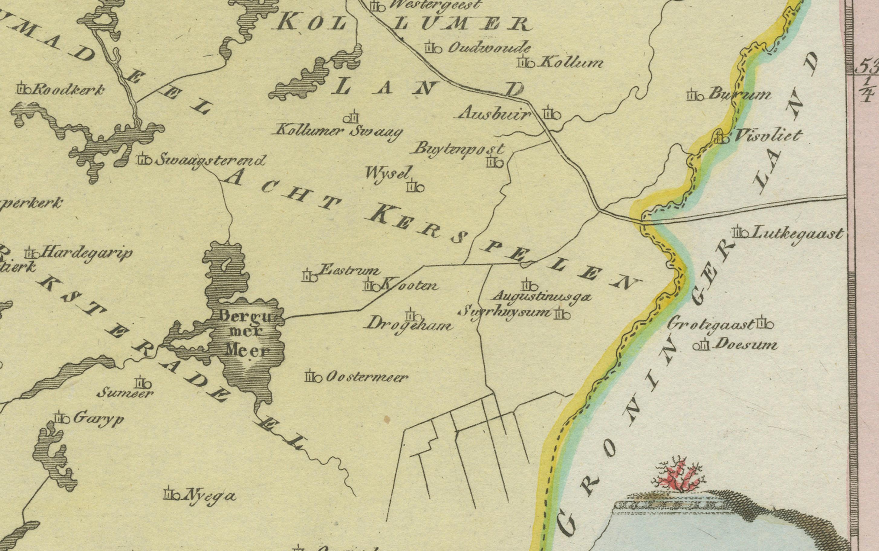 XVIIIe siècle et antérieur Carte ancienne d'Oostergo, Frise par von Reilly, 1791 en vente