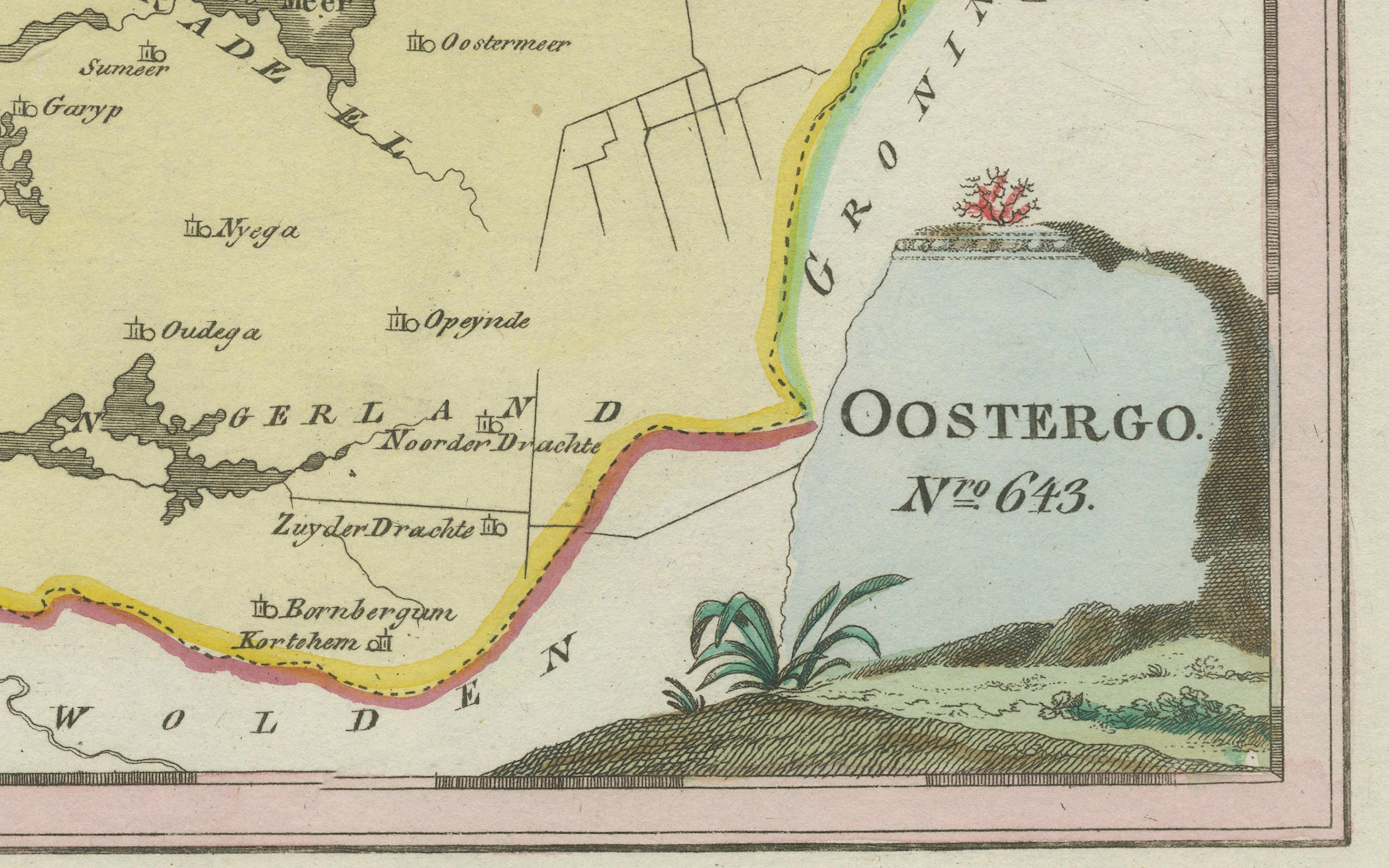 Papier Carte ancienne d'Oostergo, Frise par von Reilly, 1791 en vente