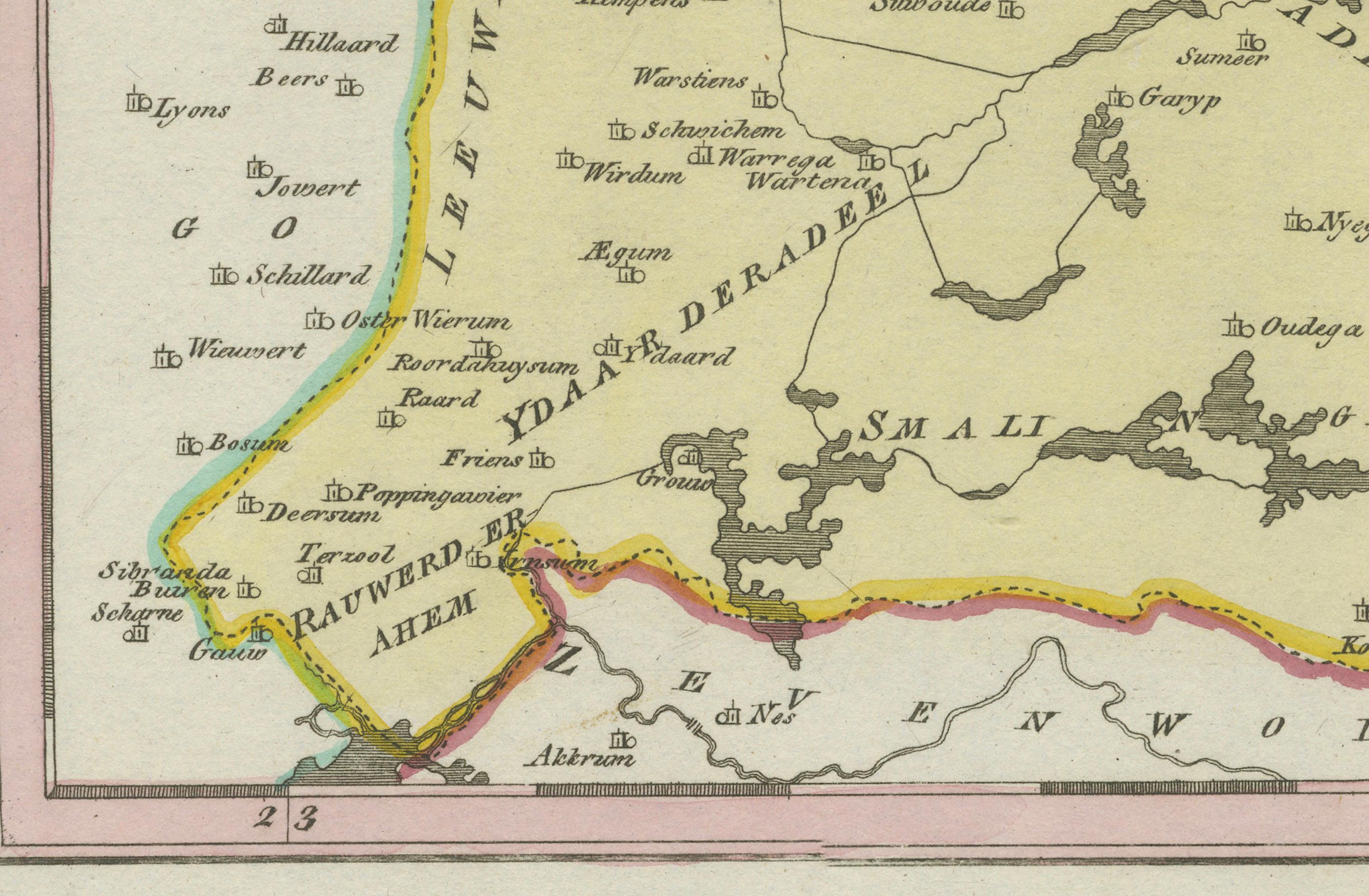 Carte ancienne d'Oostergo, Frise par von Reilly, 1791 en vente 1