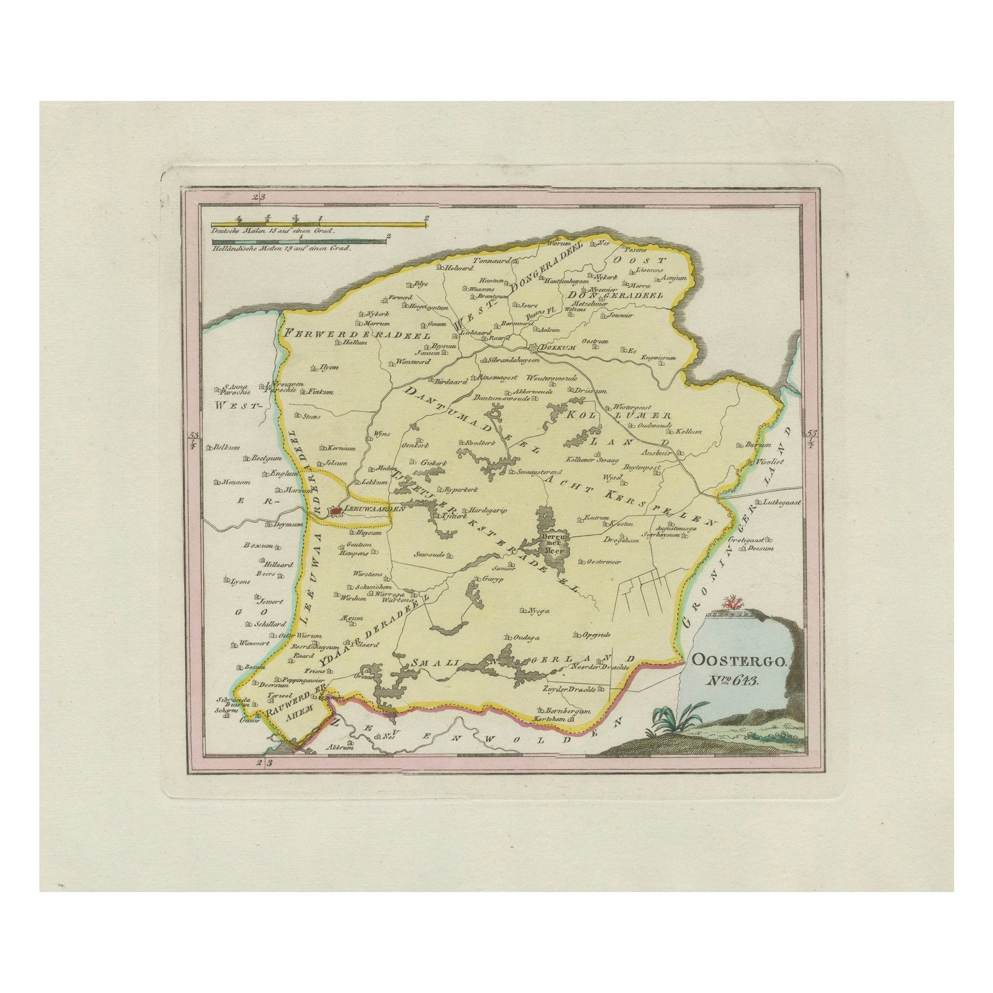 Carte ancienne d'Oostergo, Frise par von Reilly, 1791