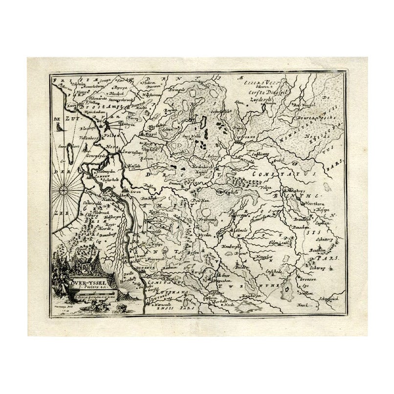 Carta geografica antica di Overijssel di Bachiene, 1758