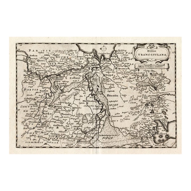 Carta geografica antica di Overijssel di Colom, 1635