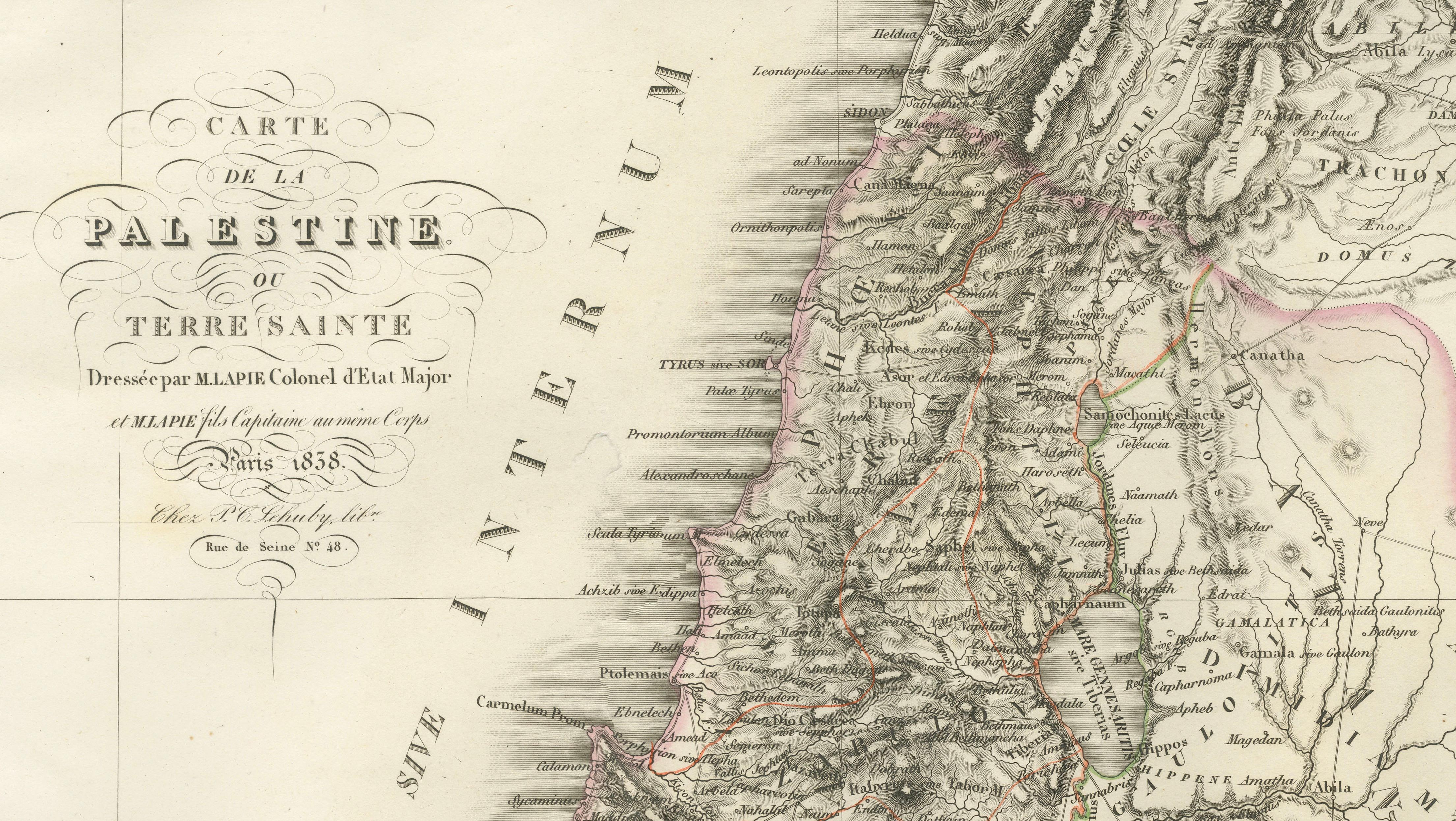 Antique Map of Palestine and the Holy Land – Lapie, Paris, 1838