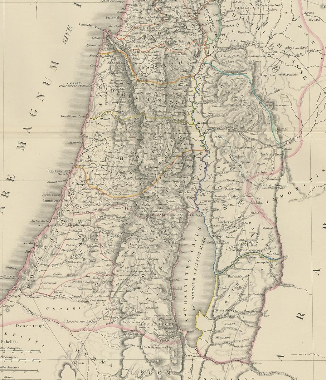 19th Century Antique Map of Palestine by Lapie, 1842