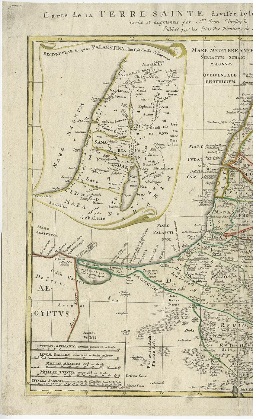 18th Century Antique Map of Palestine 'Holy Land' by J.B. Homann, circa 1750