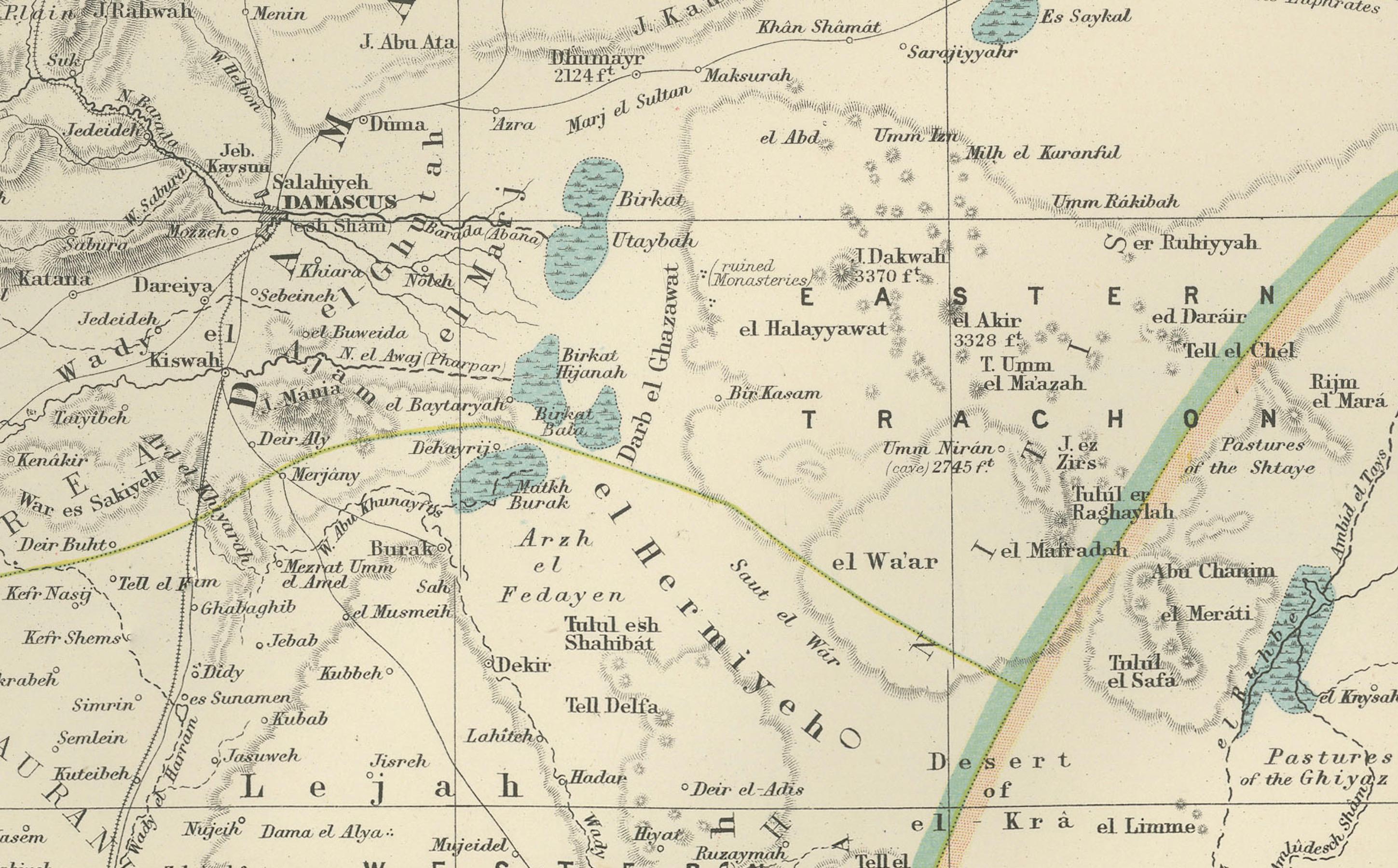 Carta geografica antica della Palestina o Terra Santa, 1903, con dettagli biblici In condizioni buone in vendita a Langweer, NL