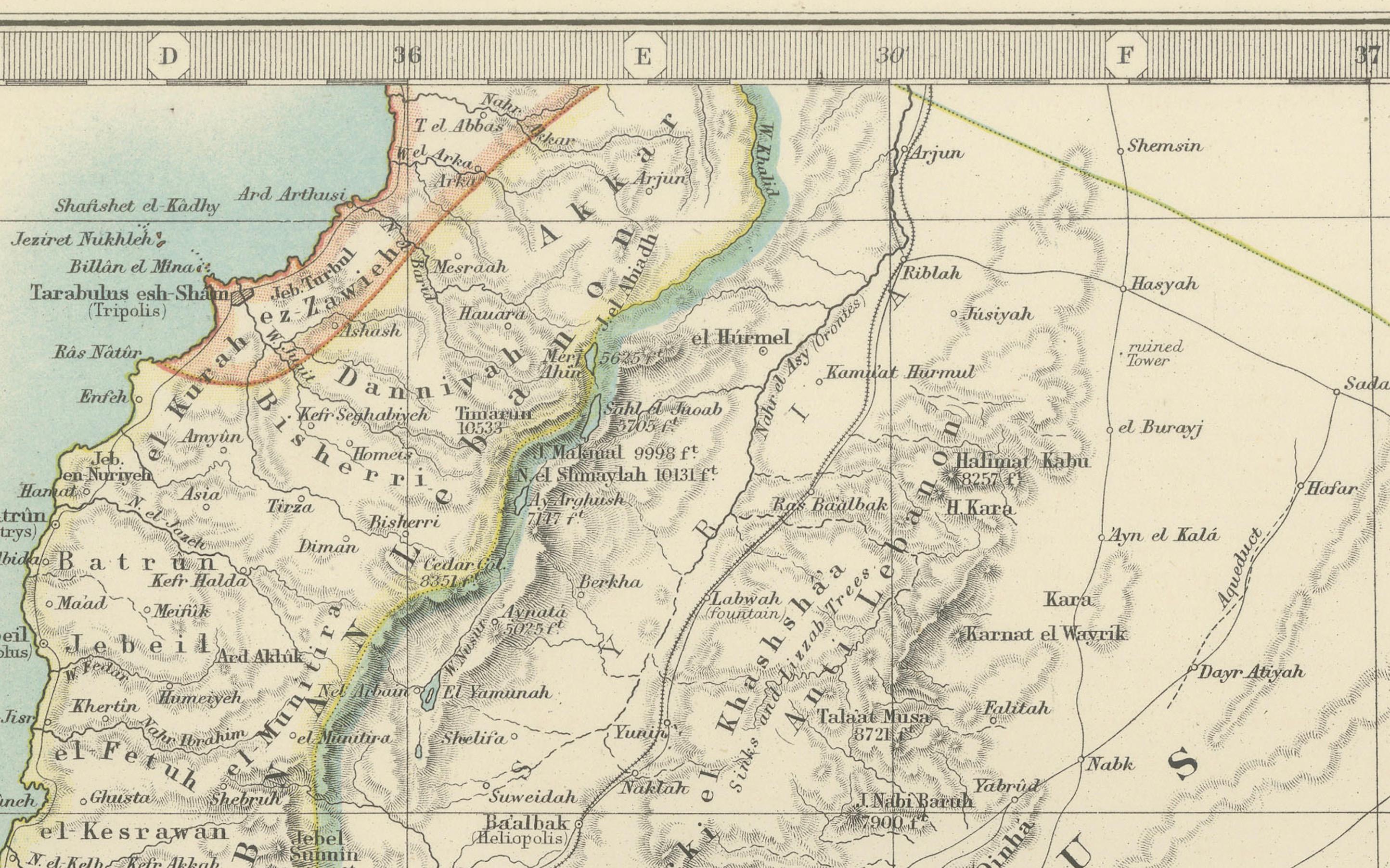 XX secolo Carta geografica antica della Palestina o Terra Santa, 1903, con dettagli biblici in vendita